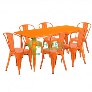 metal table set orange