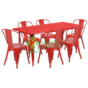 metal table set red