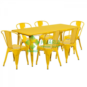 metal table set yellow